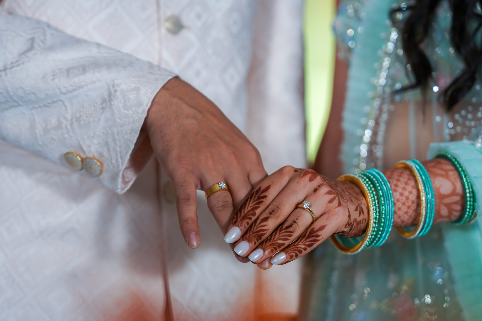 Elegant wedding couple portrait showcasing beautiful natural lighting during Hyderabad golden hour photography session