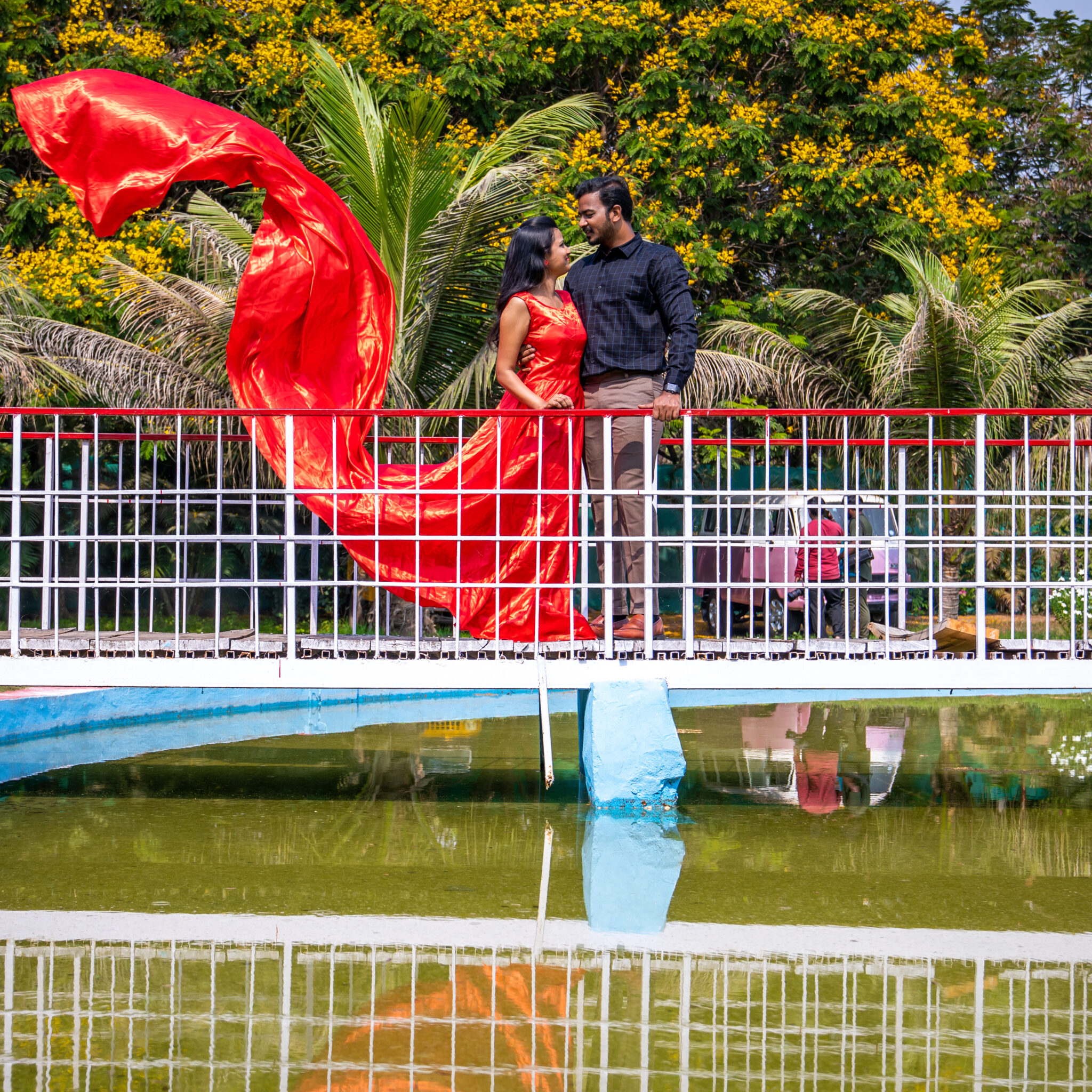Beautiful couple maternity photoshoot in natural outdoor setting captured by DigiArt Photography Hyderabad