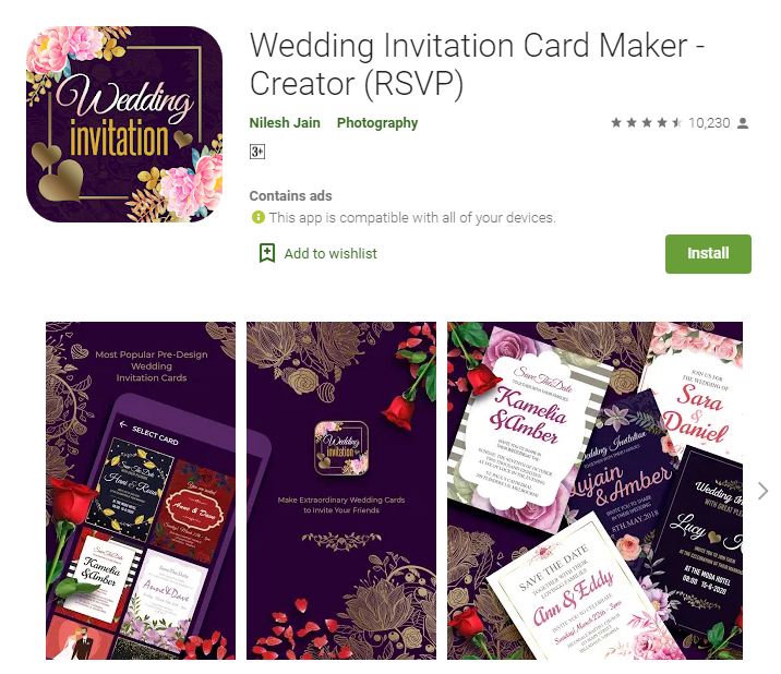 Top 10 Best Wedding Invitation maker App - Both android and iOS